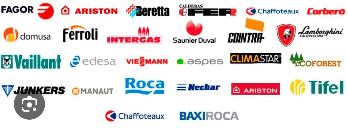 Marcas de calderas que reparamos: Fagor, Ariston, Beretta, Ferroli, Roca, Junkers, Viessmann, Vaillant, Edesa, Intergas, Saunier Duval, Cointra, Lamborghini, Manaut, Neckar, Tifel, Chaffoteaux, Baxi Roca y más
